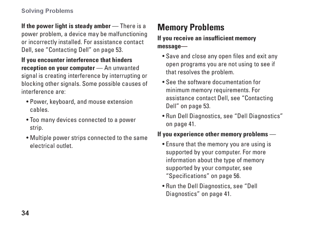 Dell HW049, MTG24 Memory Problems, If you receive an insufficient memory message, If you experience other memory problems 