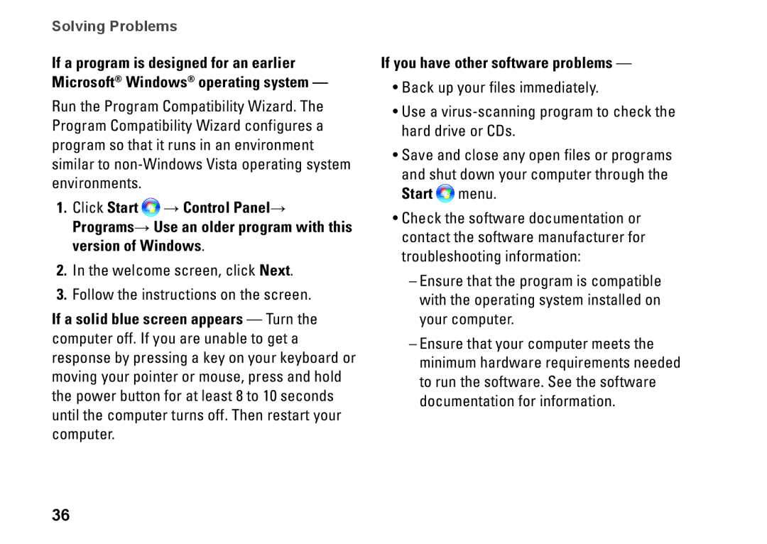 Dell A2420, HW049, MTG24 setup guide Solving Problems 