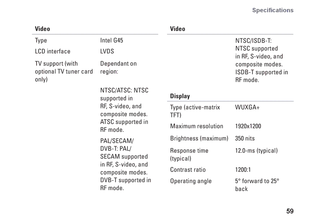 Dell MTG24, HW049, A2420 setup guide Lvds, Display 