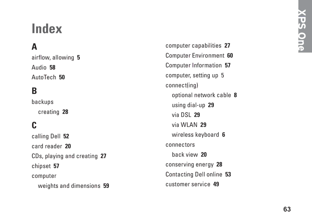 Dell A2420, HW049, MTG24 setup guide Index 