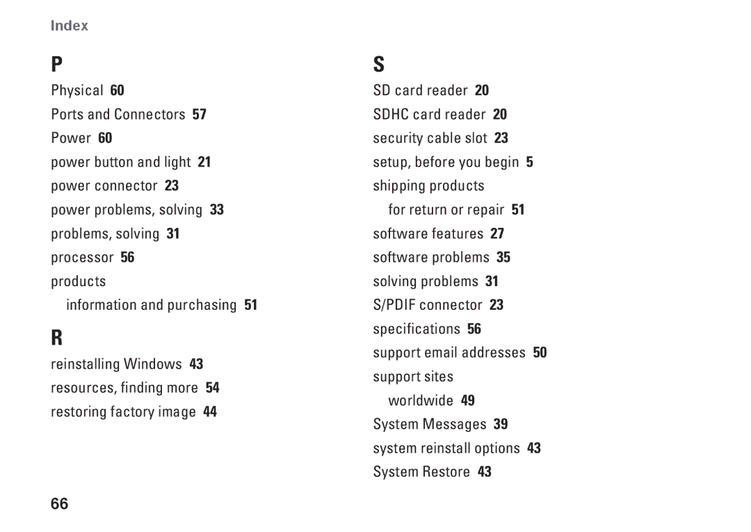 Dell A2420, HW049, MTG24 setup guide Index 