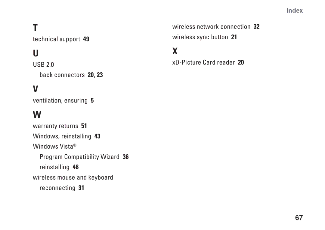 Dell HW049, MTG24, A2420 setup guide Index 