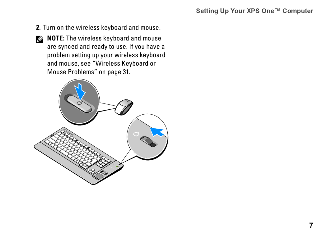 Dell HW049, MTG24, A2420 setup guide Turn on the wireless keyboard and mouse 