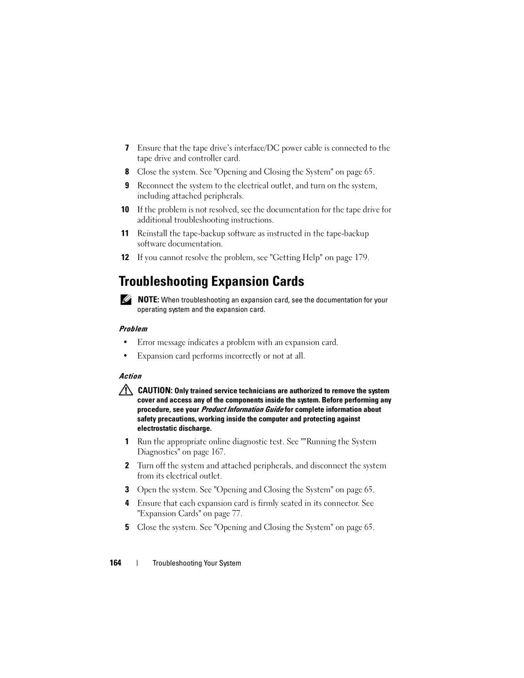 Dell HX574, R905 owner manual Troubleshooting Expansion Cards 