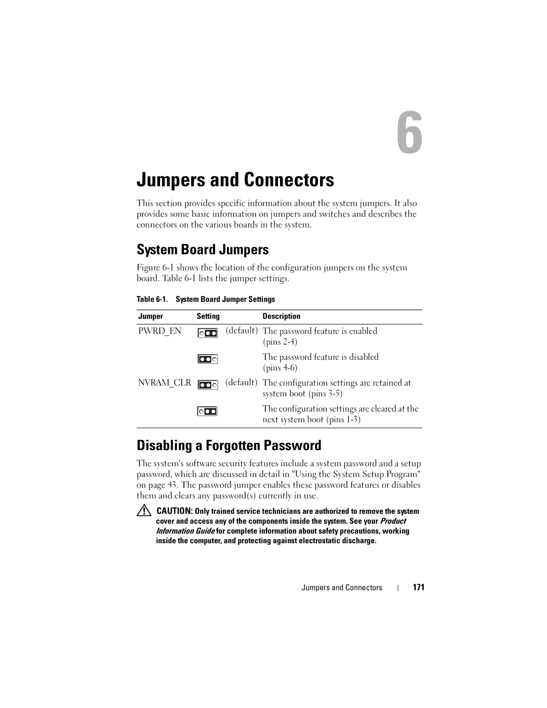 Dell R905, HX574 owner manual System Board Jumpers, System Board Jumper Settings 