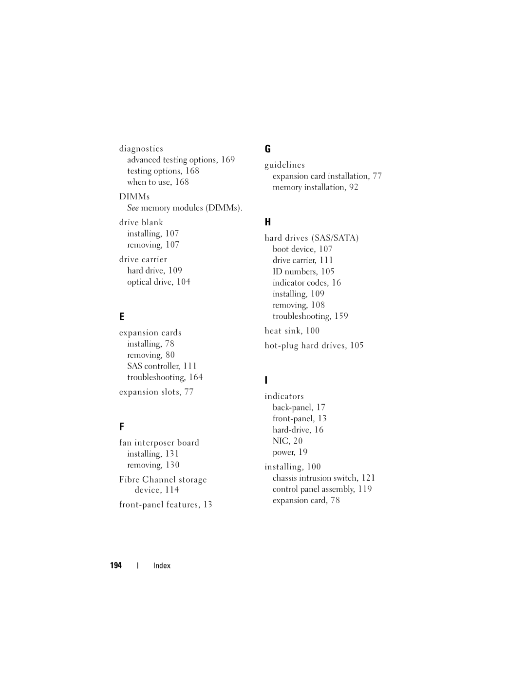 Dell HX574, R905 owner manual Index 