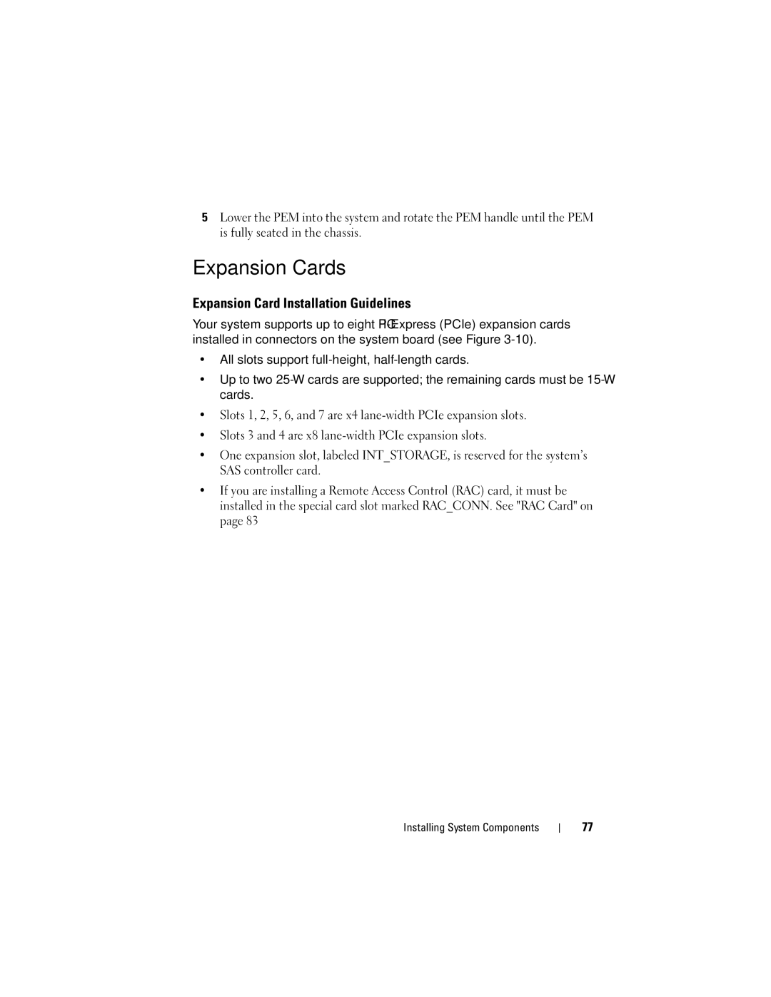 Dell R905, HX574 owner manual Expansion Cards, Expansion Card Installation Guidelines 