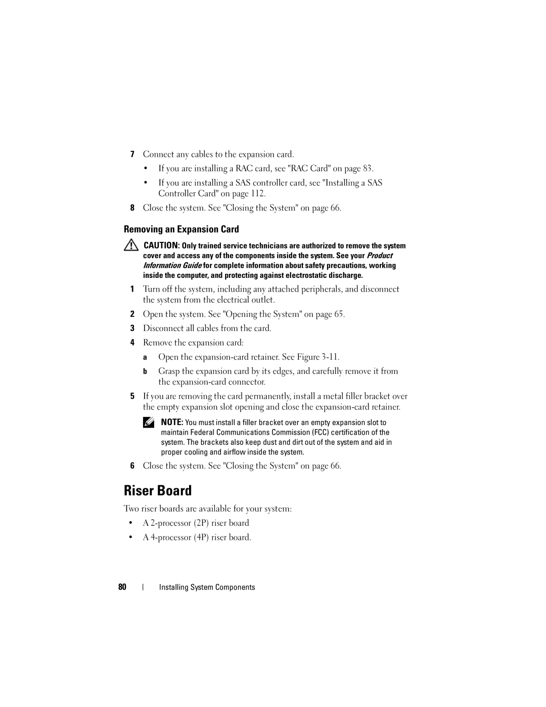 Dell HX574, R905 owner manual Riser Board, Removing an Expansion Card 