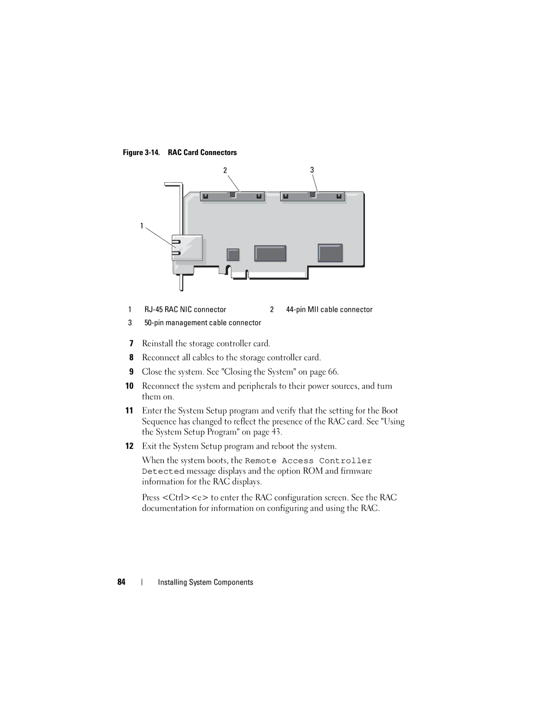 Dell HX574, R905 owner manual RAC Card Connectors RJ-45 RAC NIC connector 