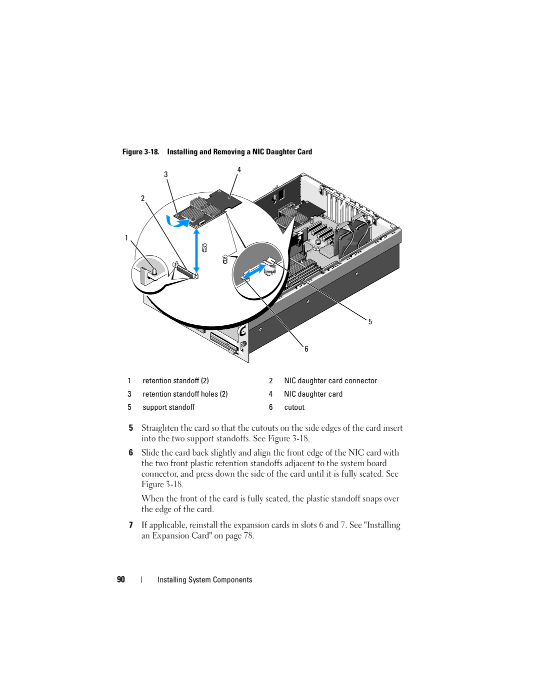 Dell HX574, R905 owner manual NIC daughter card connector 