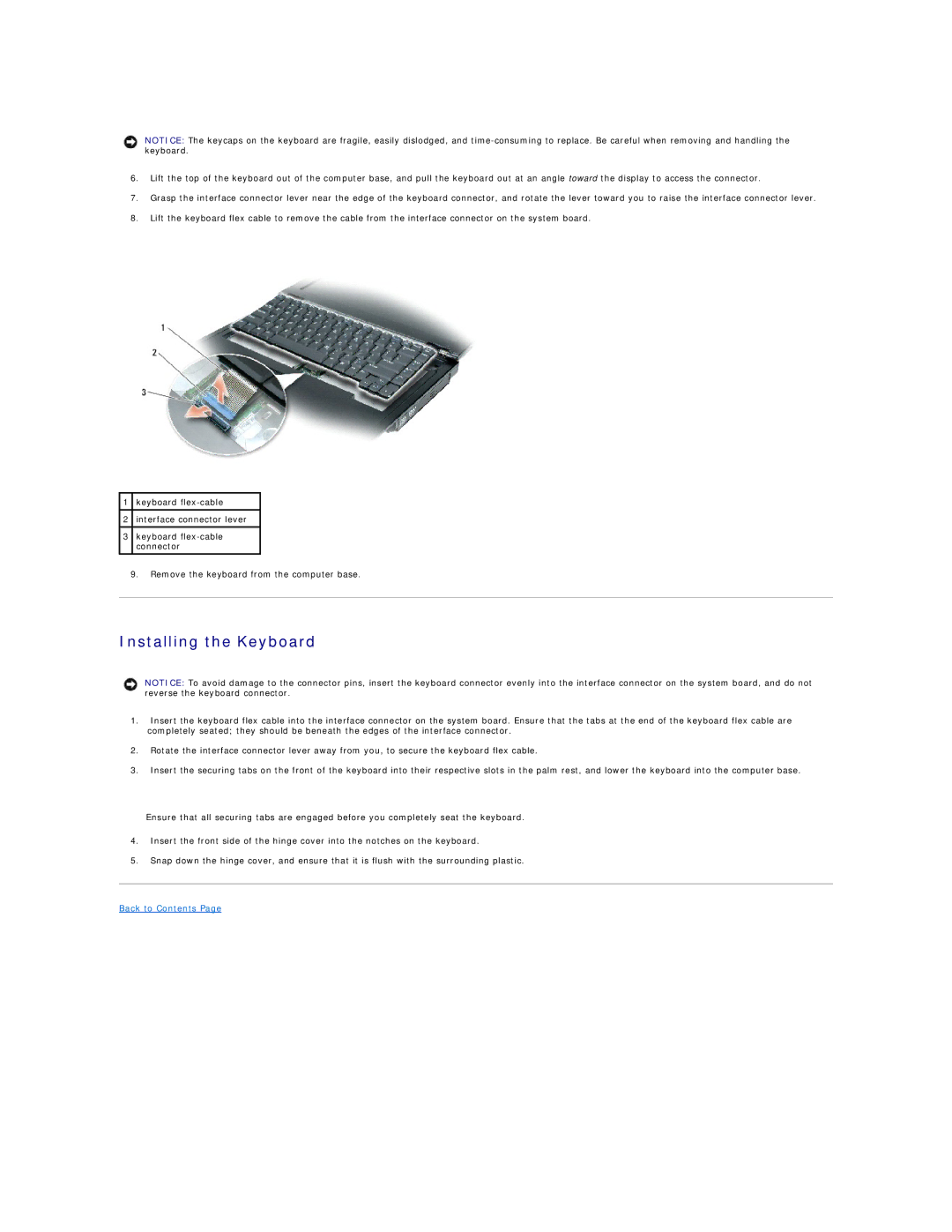 Dell I2200, I1200 manual Installing the Keyboard 