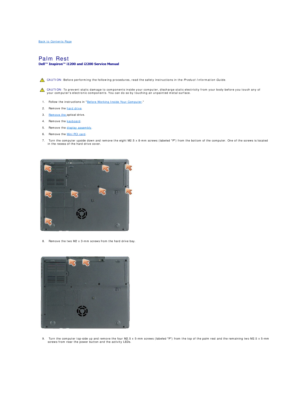 Dell I1200, I2200 manual Palm Rest 