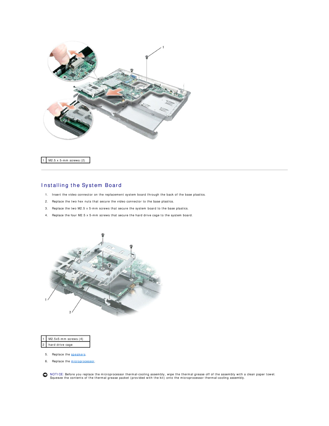 Dell I2200, I1200 manual Installing the System Board 