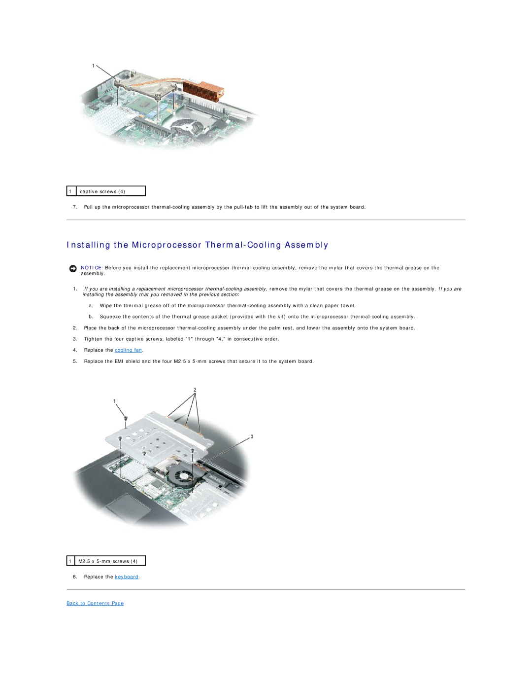 Dell I1200, I2200 manual Installing the Microprocessor Thermal-Cooling Assembly 