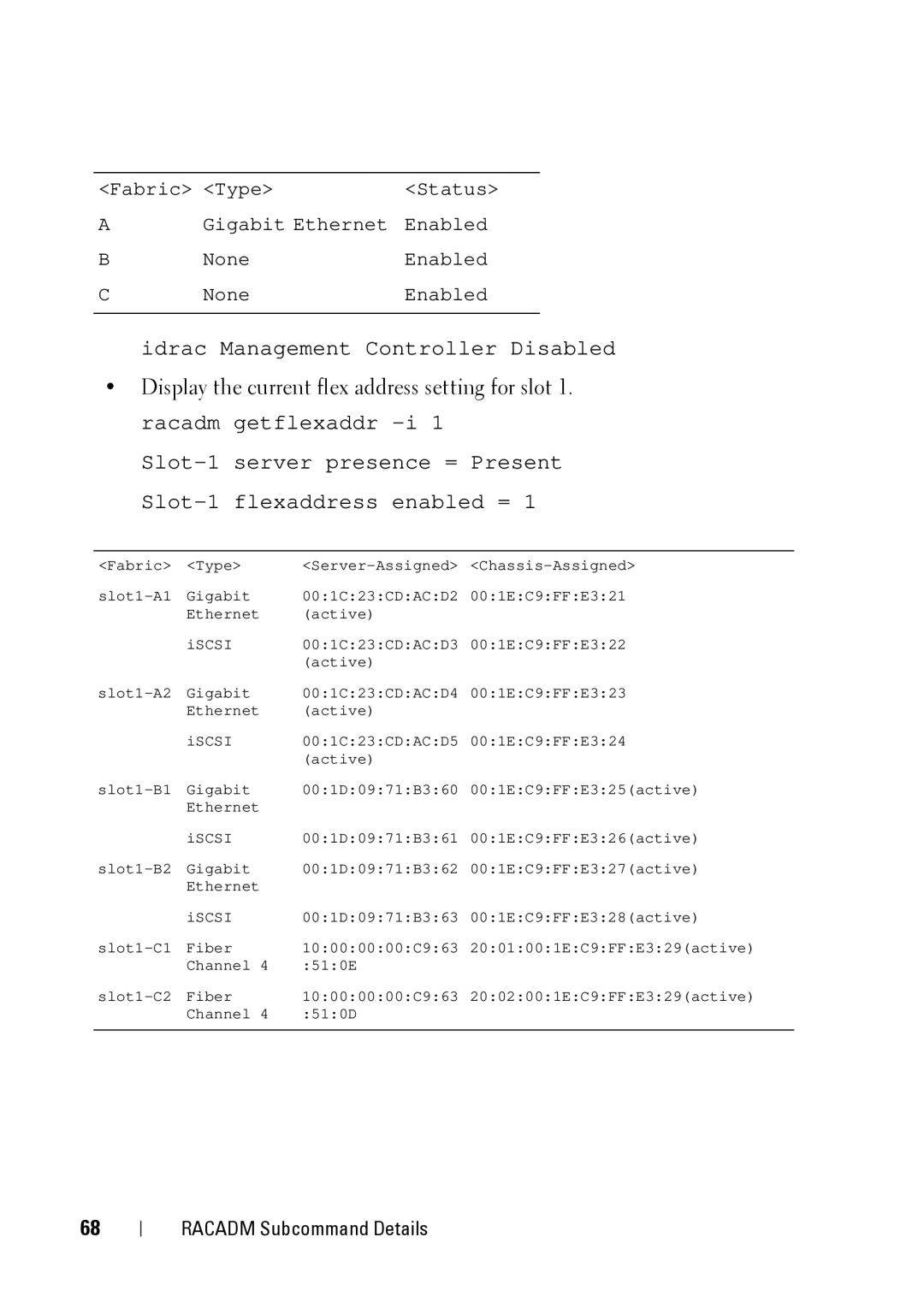 Dell CMC 3.2, IDRAC6 1.95, IDRAC6 3.5 manual Idrac Management Controller Disabled 