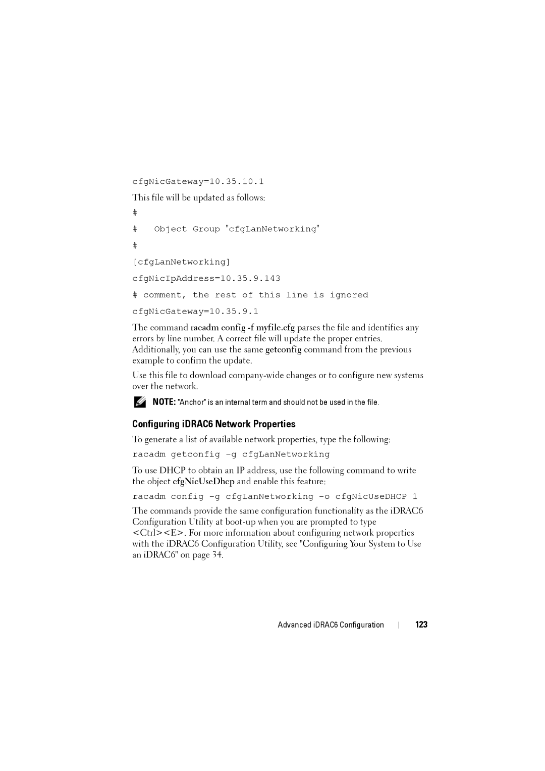 Dell IDRAC6 manual Configuring iDRAC6 Network Properties, 123 