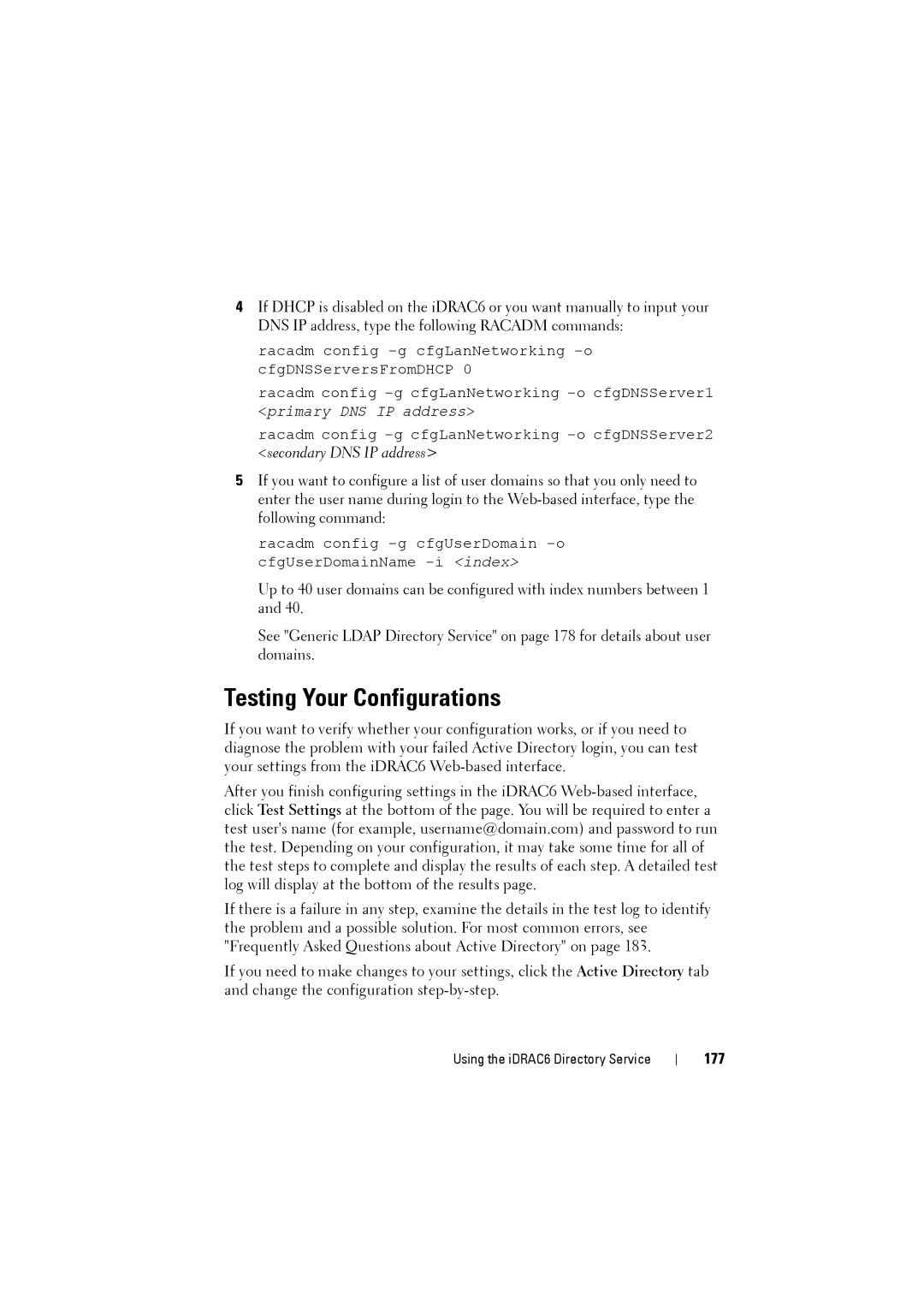 Dell IDRAC6 manual Testing Your Configurations, 177 