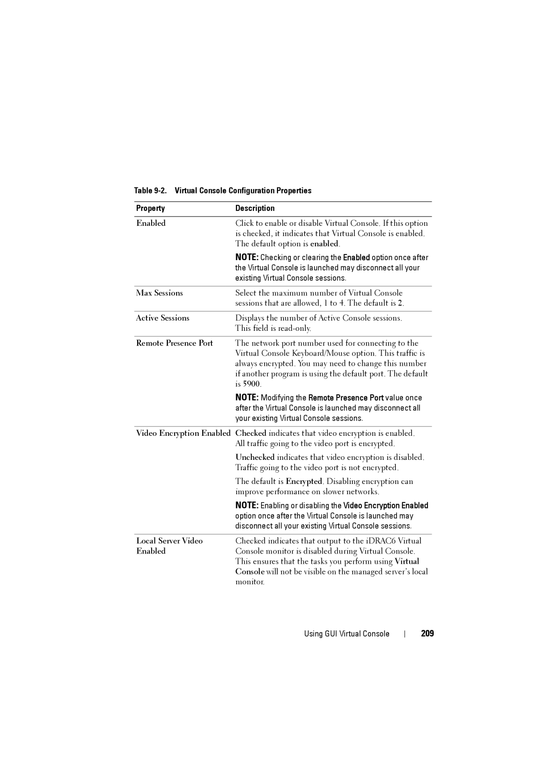 Dell IDRAC6 manual 209, Remote Presence Port, Local Server Video 