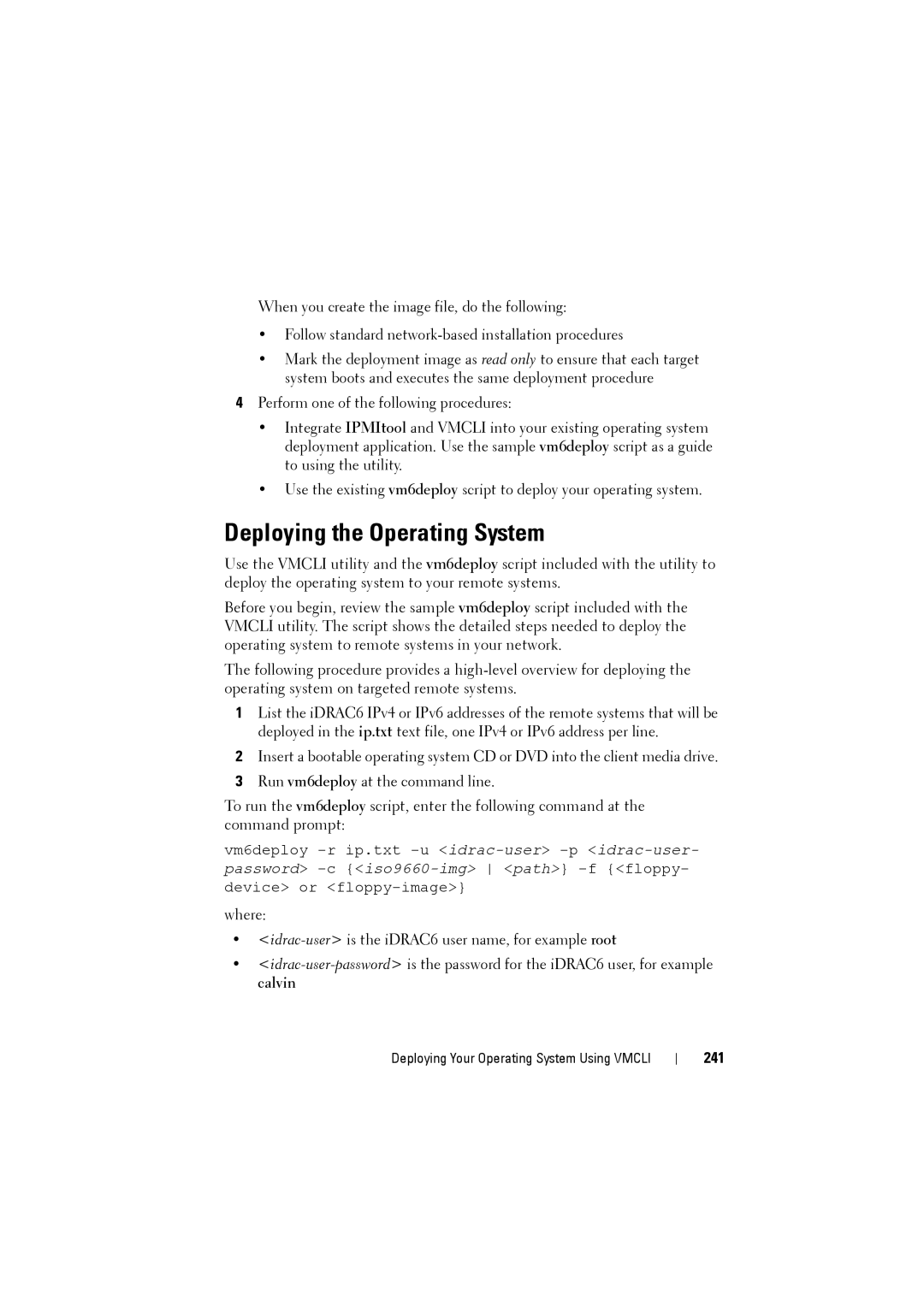 Dell IDRAC6 manual Deploying the Operating System, 241 