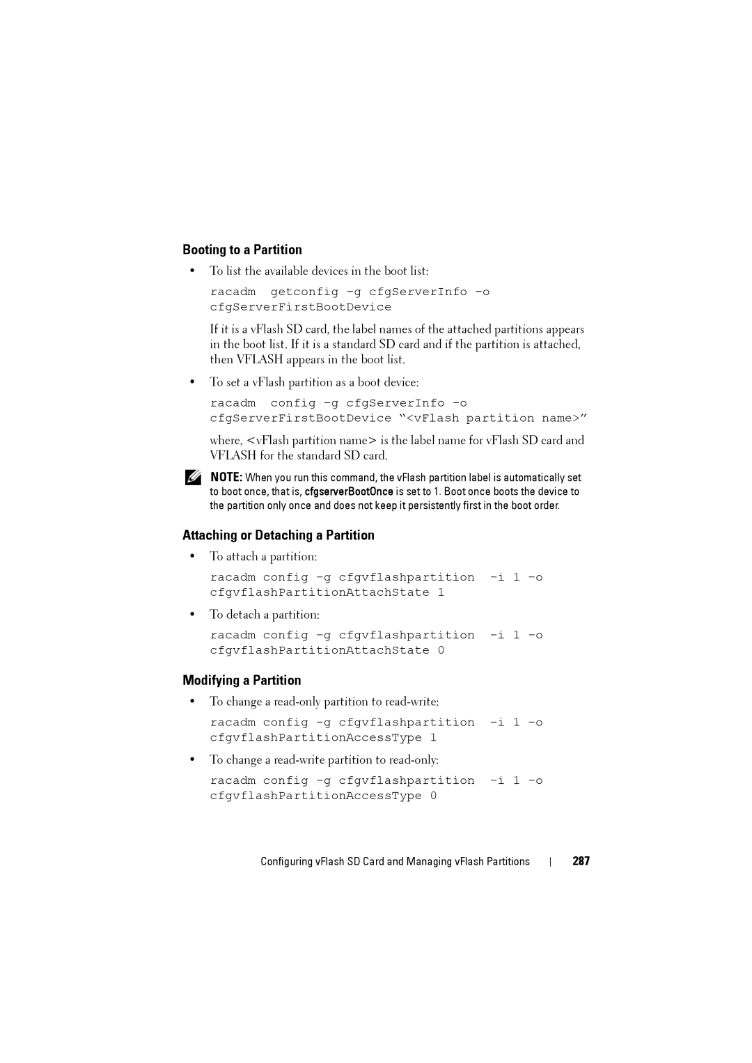 Dell IDRAC6 manual Attaching or Detaching a Partition, 287 