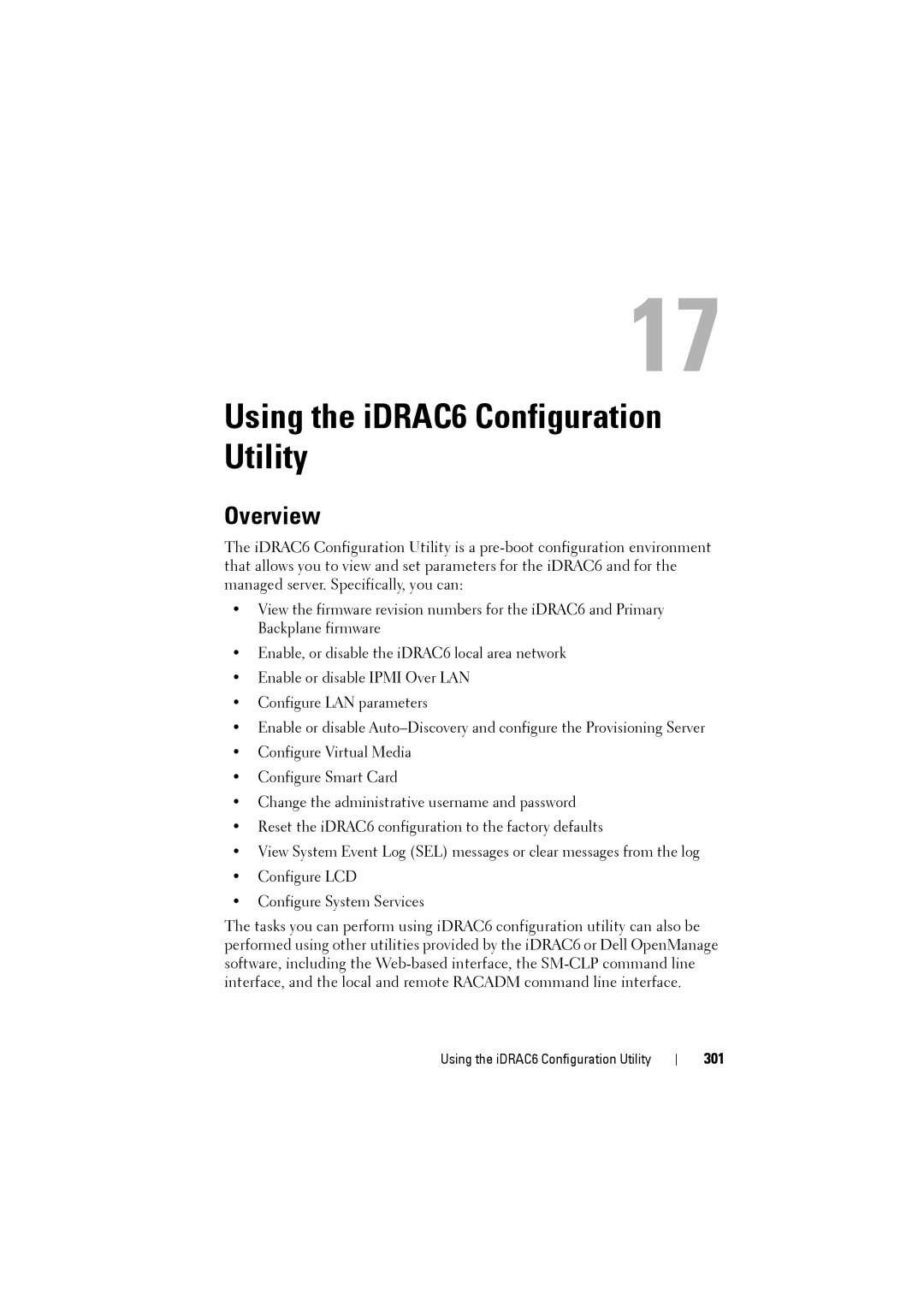 Dell IDRAC6 manual Using the iDRAC6 Configuration Utility, 301 