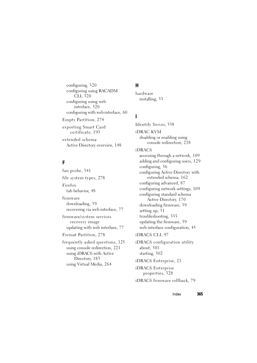 Dell IDRAC6 manual Index 