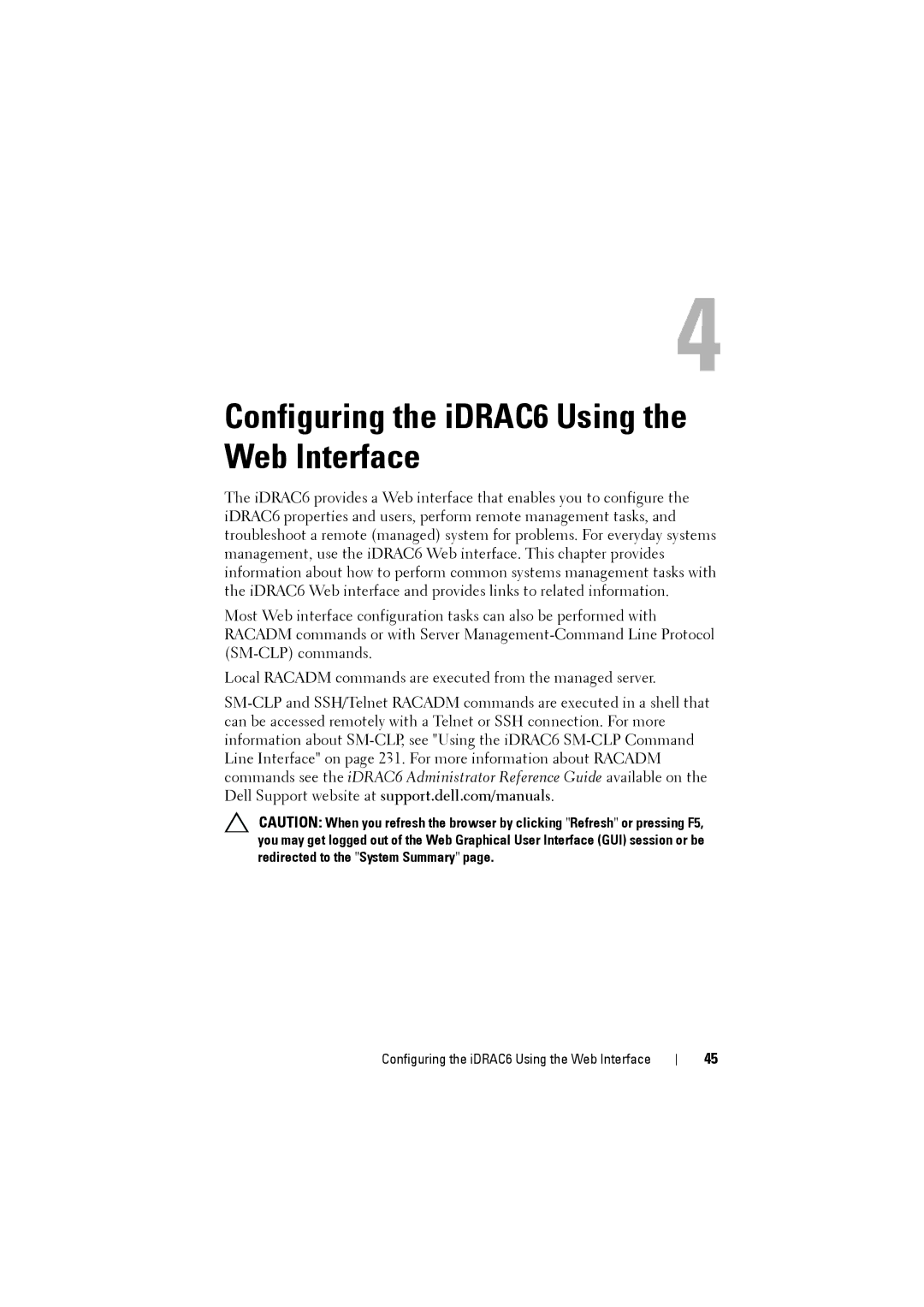 Dell IDRAC6 manual Configuring the iDRAC6 Using the Web Interface 