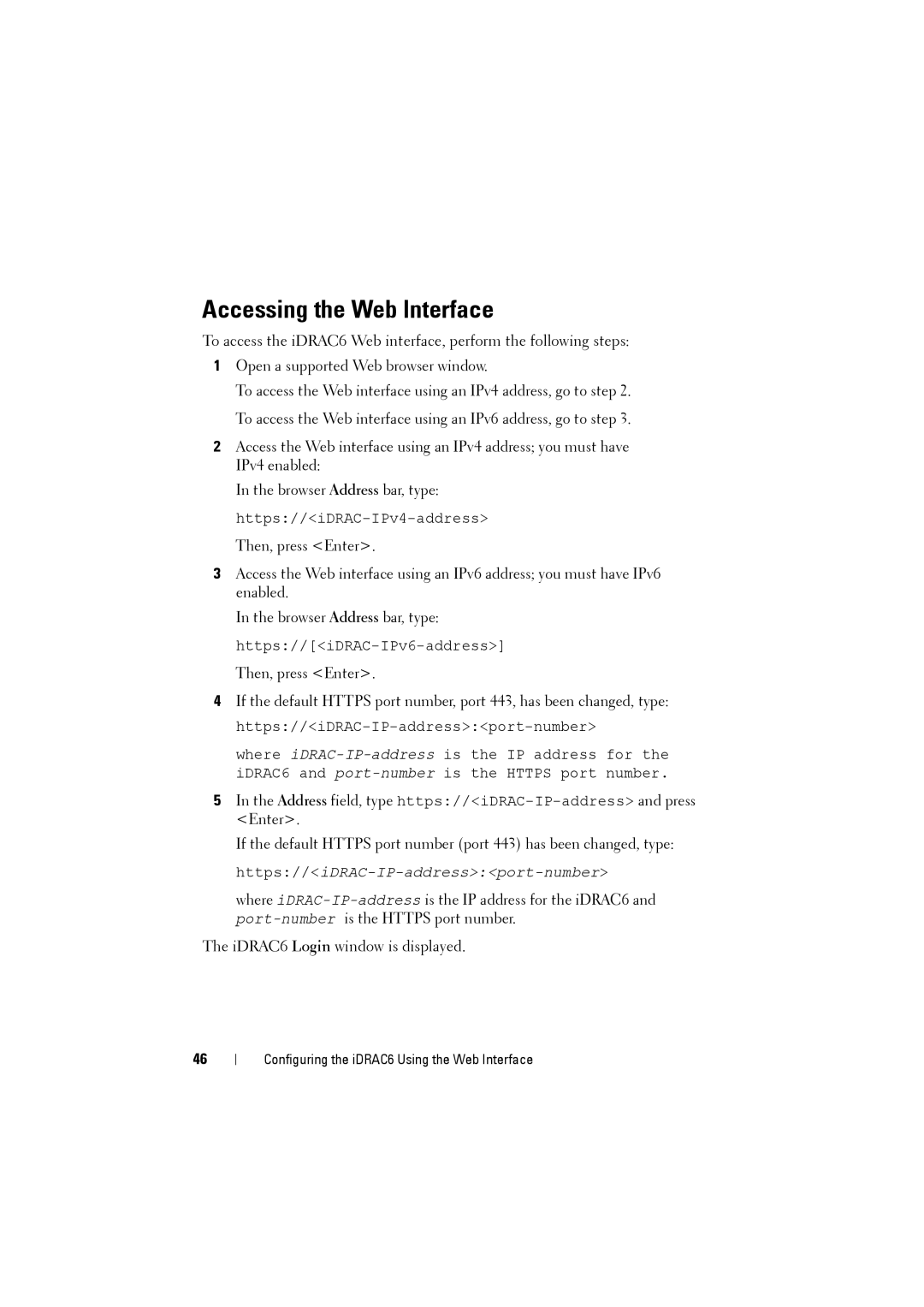 Dell IDRAC6 manual Accessing the Web Interface 