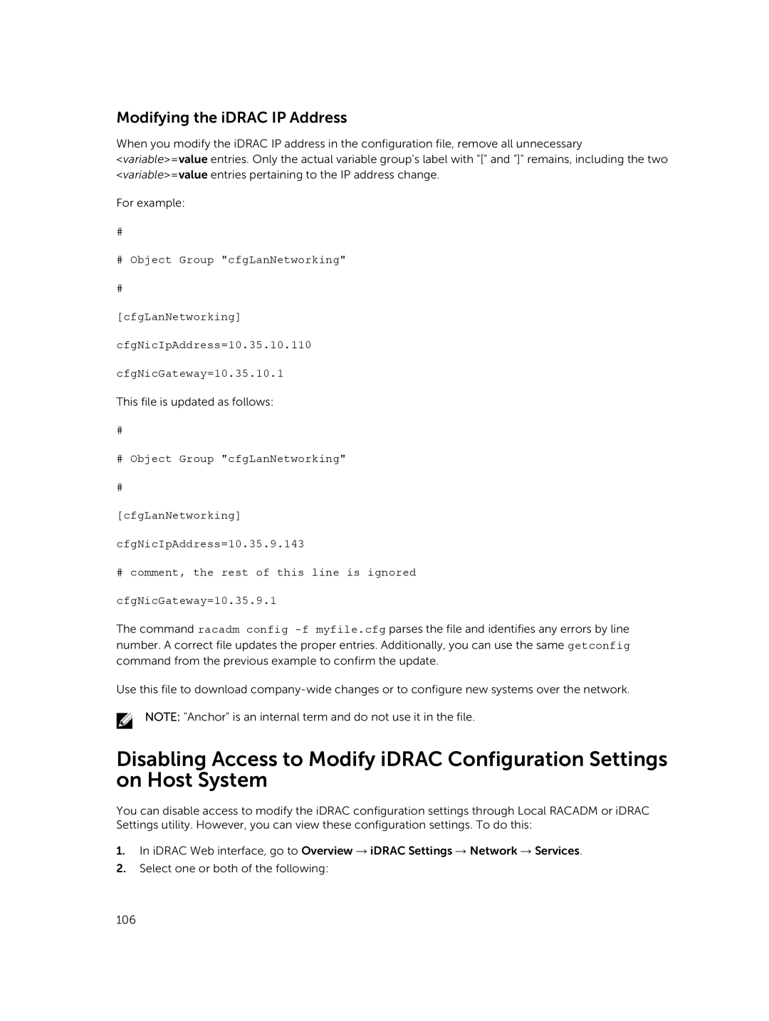 Dell iDRAC8 manual Modifying the iDRAC IP Address 