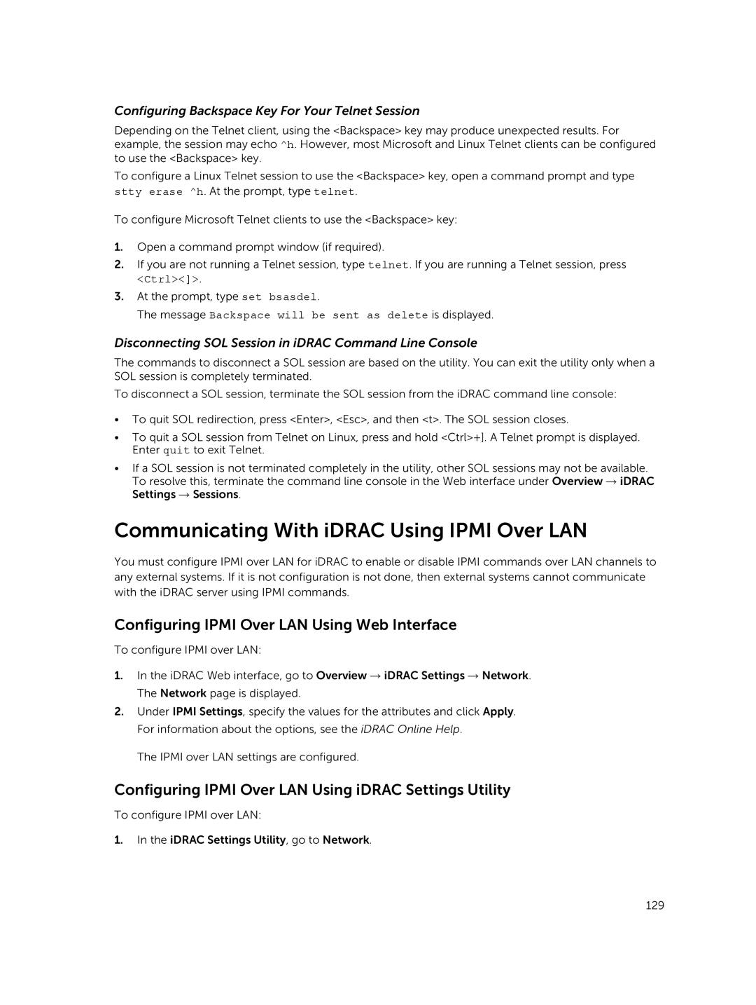 Dell iDRAC8 manual Communicating With iDRAC Using Ipmi Over LAN, Configuring Ipmi Over LAN Using Web Interface, Ctrl 