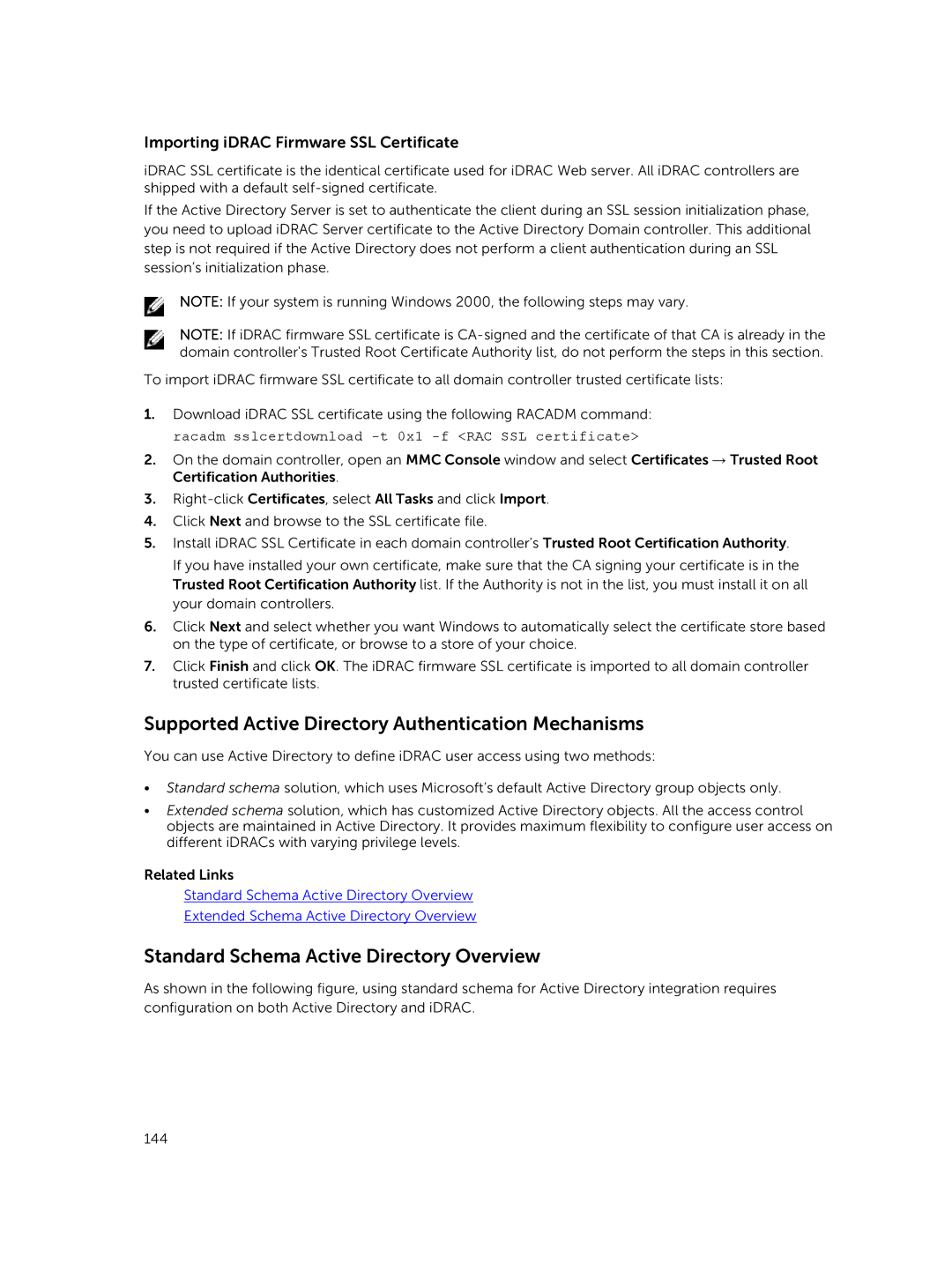 Dell iDRAC8 manual Supported Active Directory Authentication Mechanisms, Standard Schema Active Directory Overview 