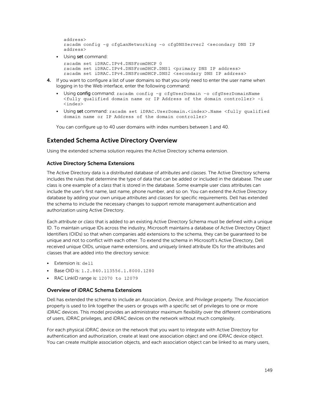 Dell iDRAC8 manual Extended Schema Active Directory Overview, Active Directory Schema Extensions, Base OID is 