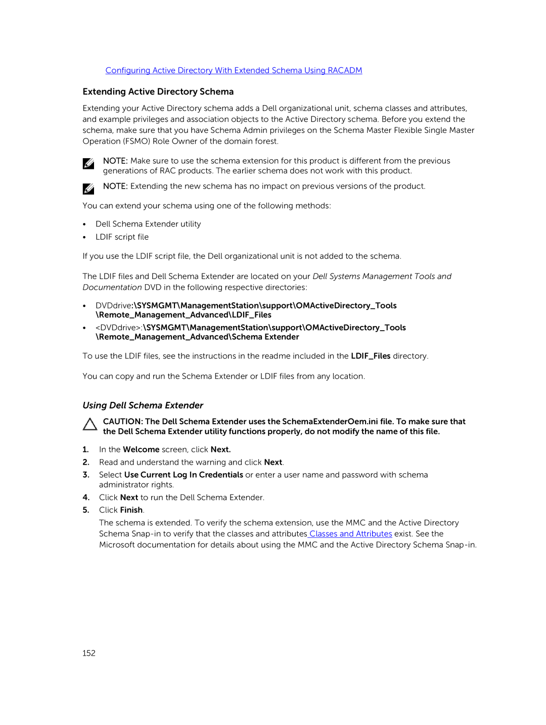 Dell iDRAC8 manual Extending Active Directory Schema, Using Dell Schema Extender 