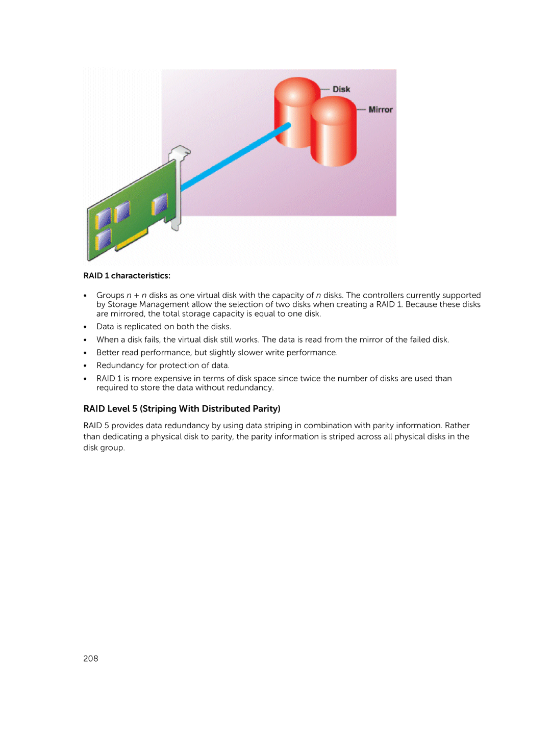 Dell iDRAC8 manual RAID Level 5 Striping With Distributed Parity 