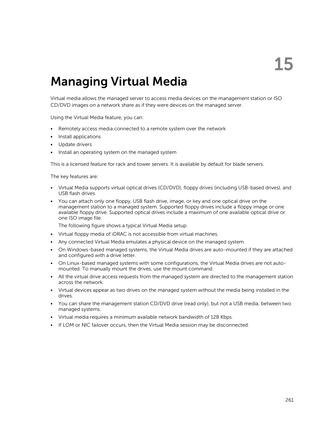 Dell iDRAC8 manual Managing Virtual Media 