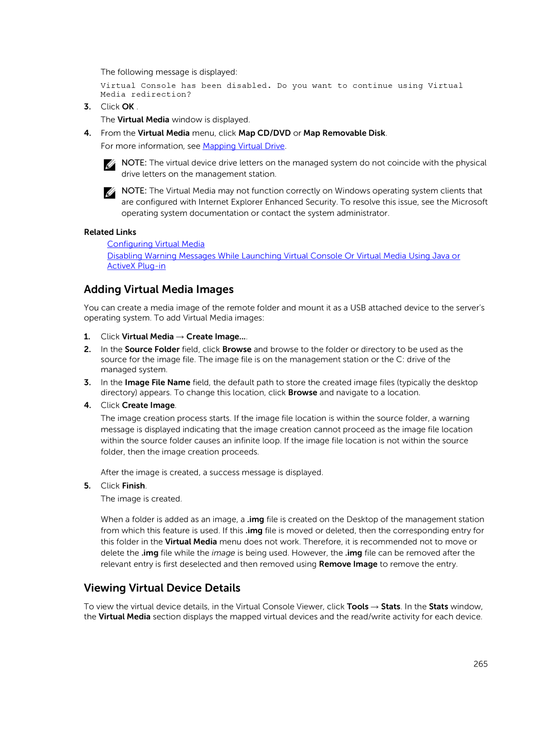 Dell iDRAC8 manual Adding Virtual Media Images, Viewing Virtual Device Details 