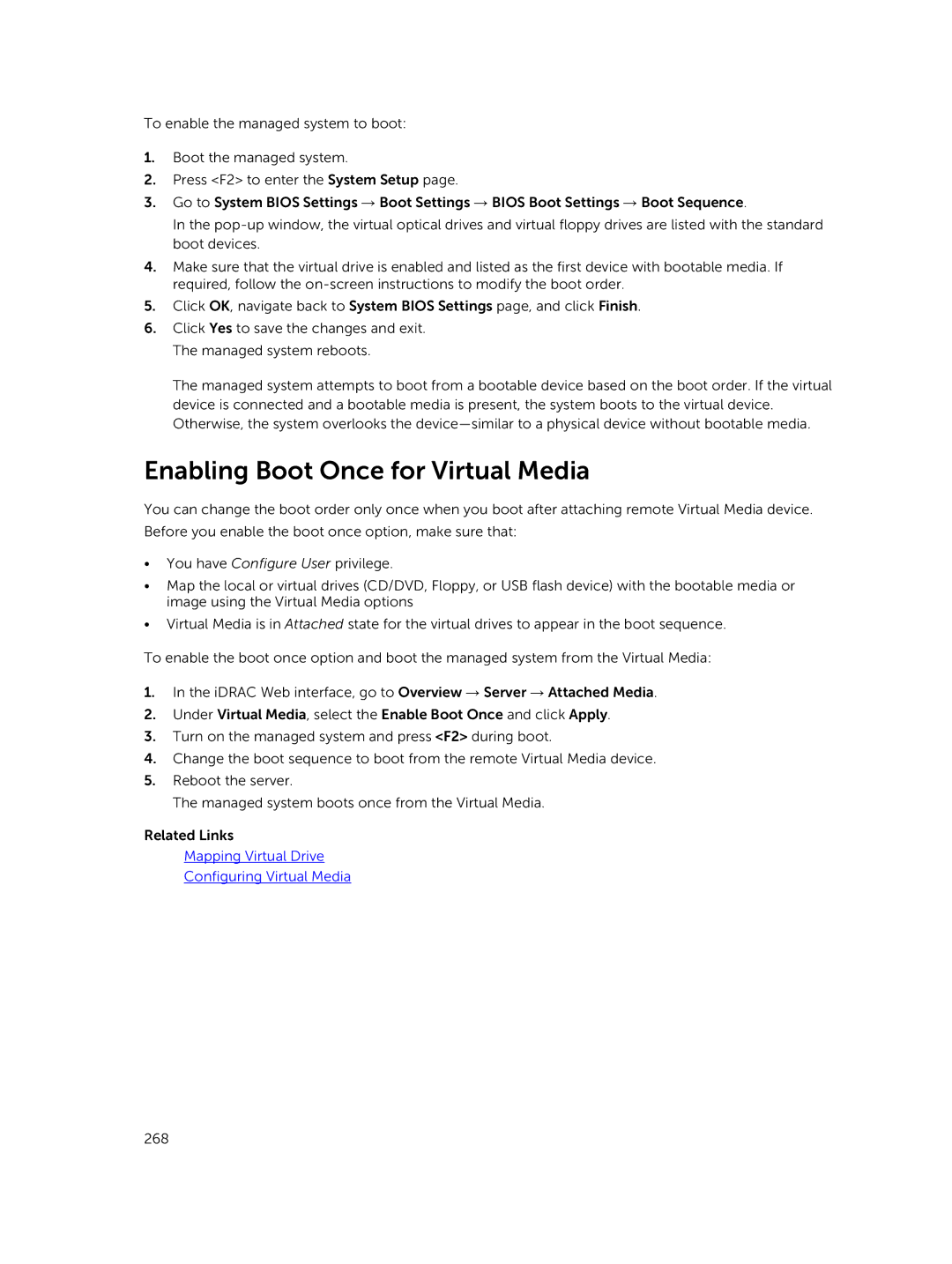 Dell iDRAC8 manual Enabling Boot Once for Virtual Media 