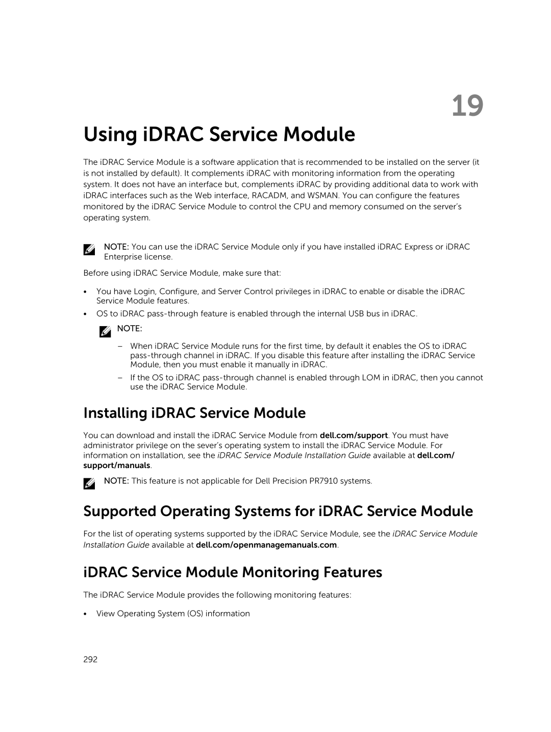 Dell iDRAC8 manual Using iDRAC Service Module 