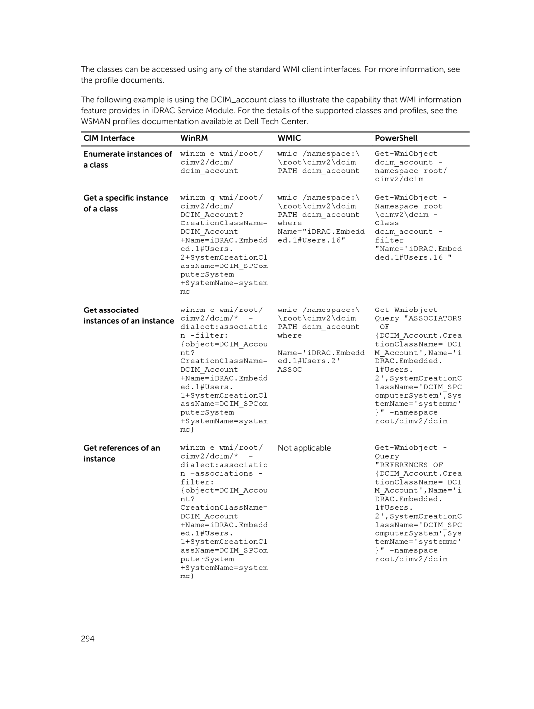 Dell iDRAC8 manual Winrm e wmi/root Wmic /namespace\ Get-WmiObject, Winrm g wmi/root Wmic /namespace\ Get-WmiObject, #Users 