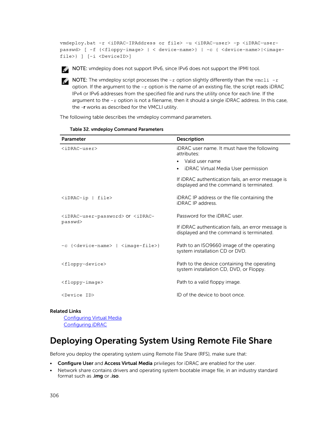 Dell iDRAC8 manual Deploying Operating System Using Remote File Share 