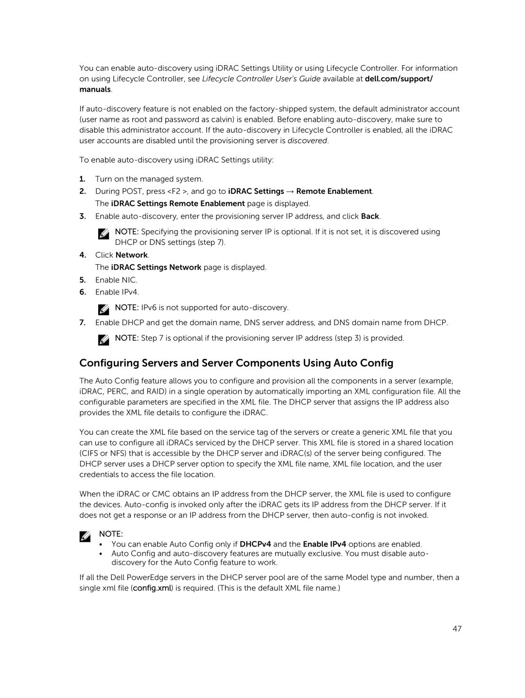 Dell iDRAC8 manual Configuring Servers and Server Components Using Auto Config 