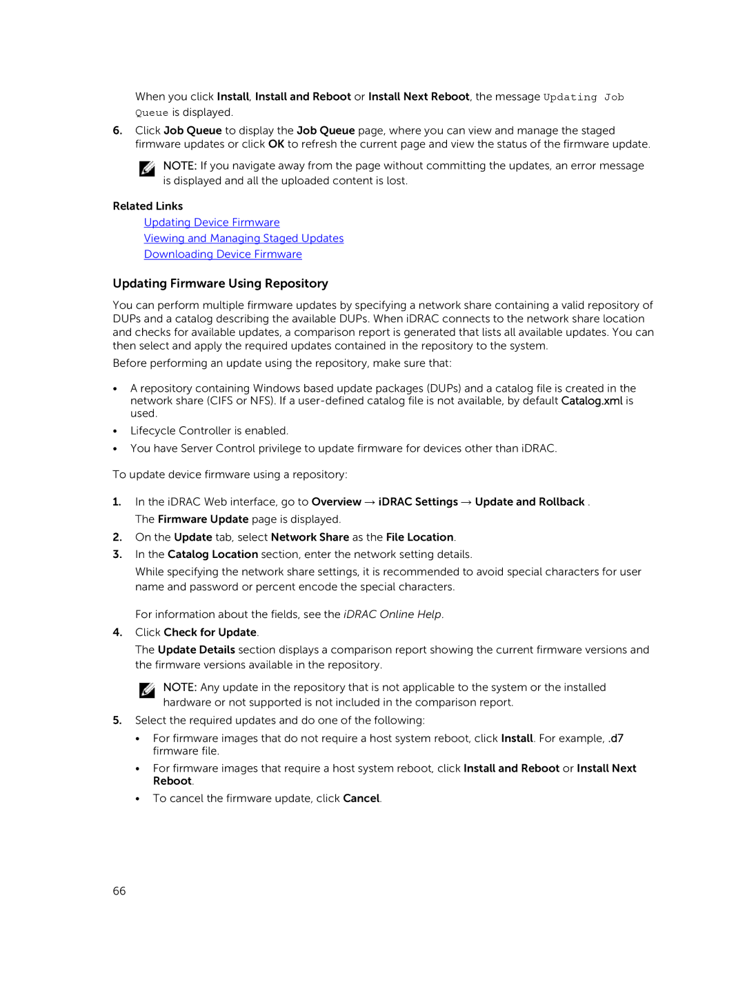 Dell iDRAC8 manual Updating Firmware Using Repository 