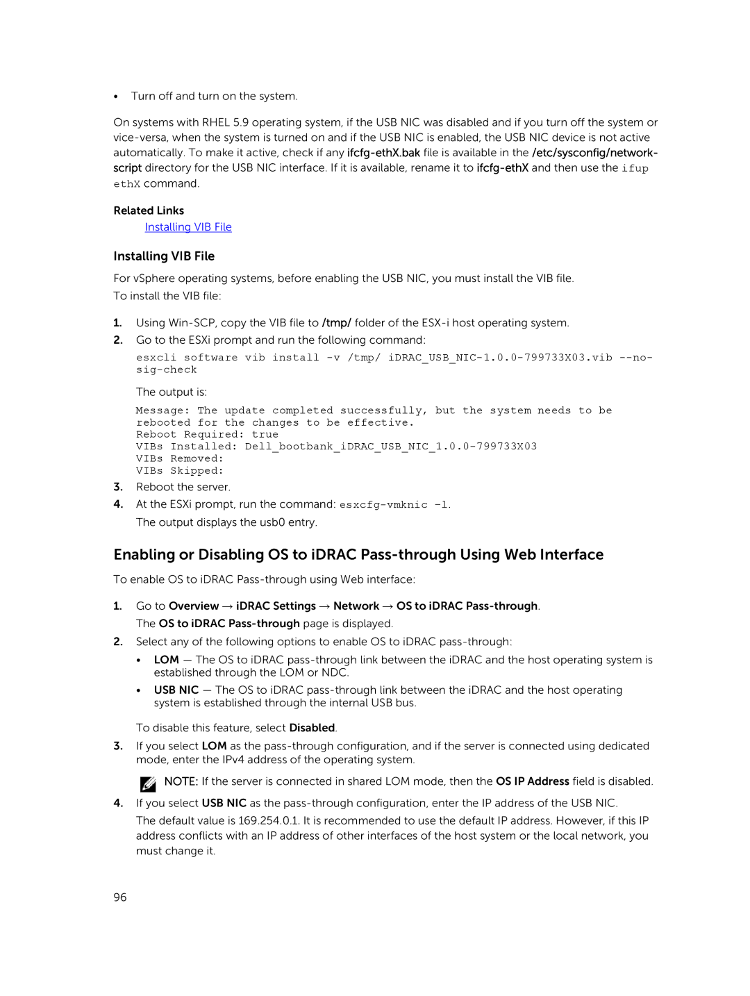 Dell iDRAC8 manual Installing VIB File 