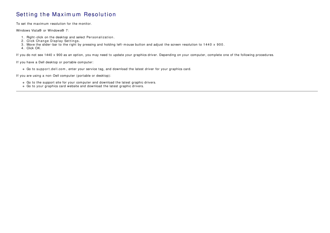 Dell IN1940MW manual Setting the Maximum Resolution, Click Change Display Settings 