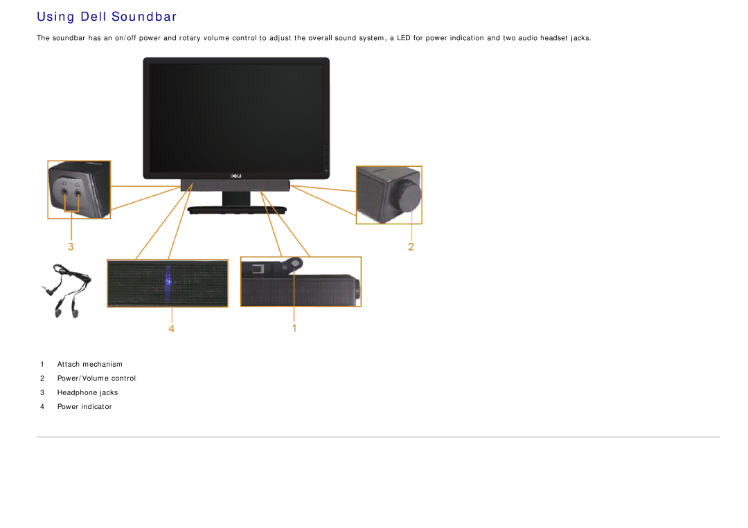 Dell IN1940MW manual Using Dell Soundbar 