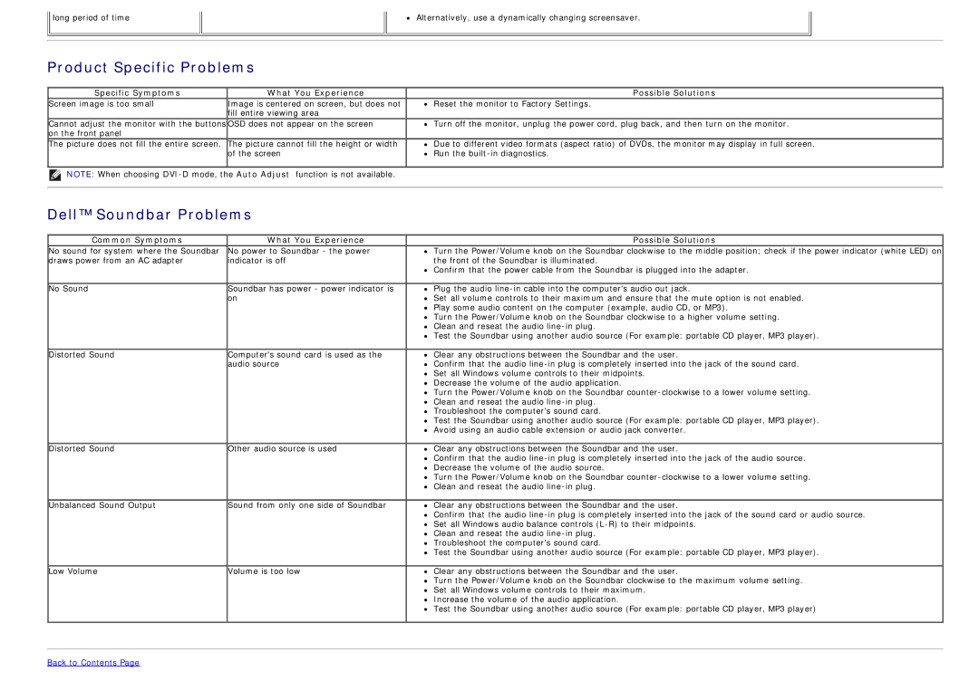 Dell IN1940MW manual Product Specific Problems 