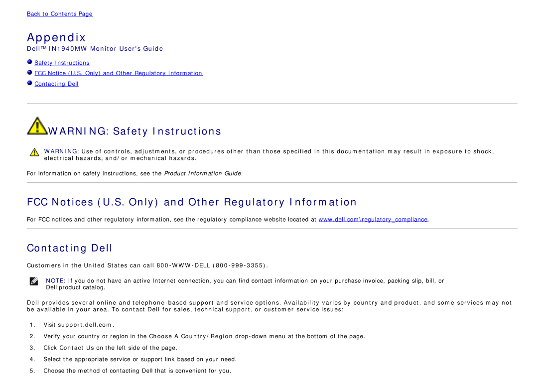 Dell IN1940MW manual Appendix 