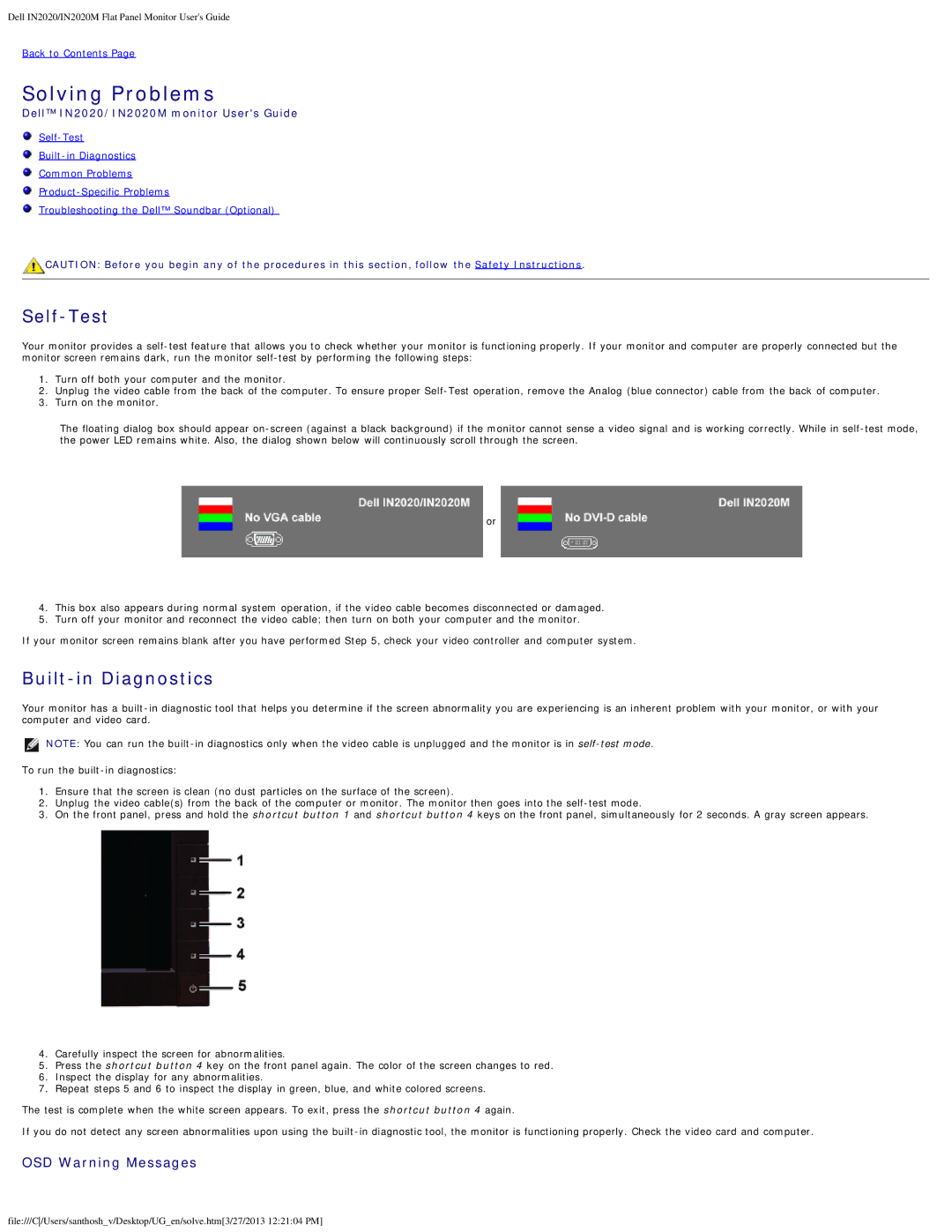 Dell IN2020M appendix Solving Problems 