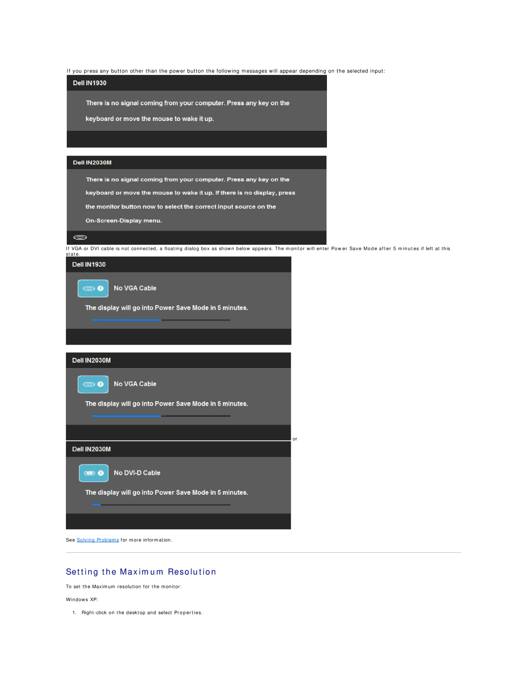 Dell IN2030MF, IN1930C, IN1930F, IN2030MC appendix Setting the Maximum Resolution 