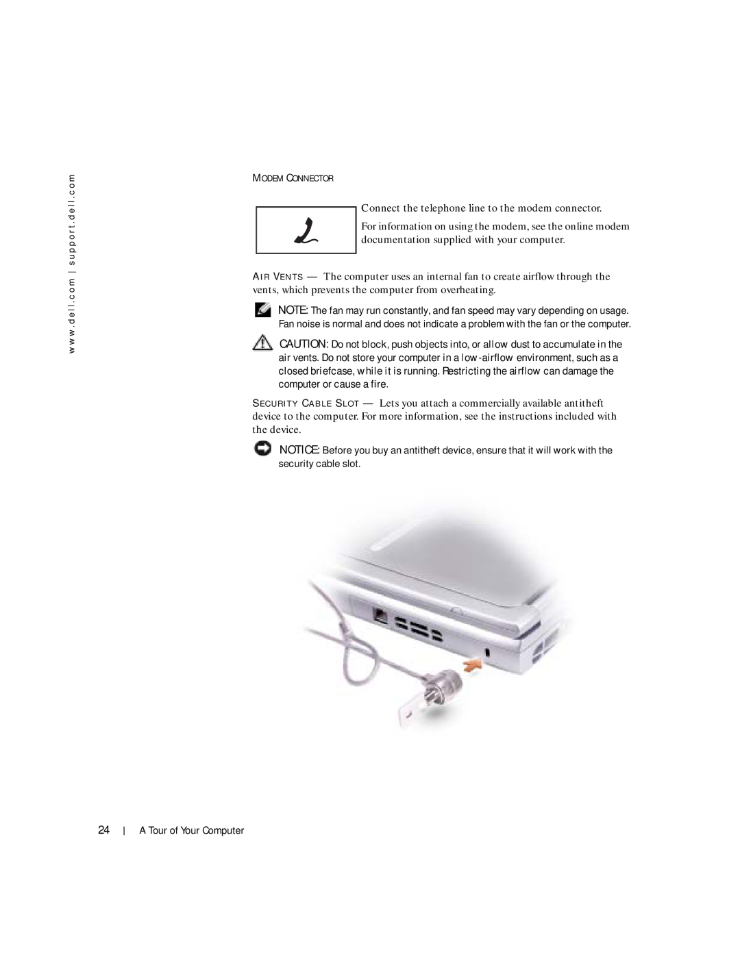 Dell Inspiron 1150 owner manual Modem Connector 